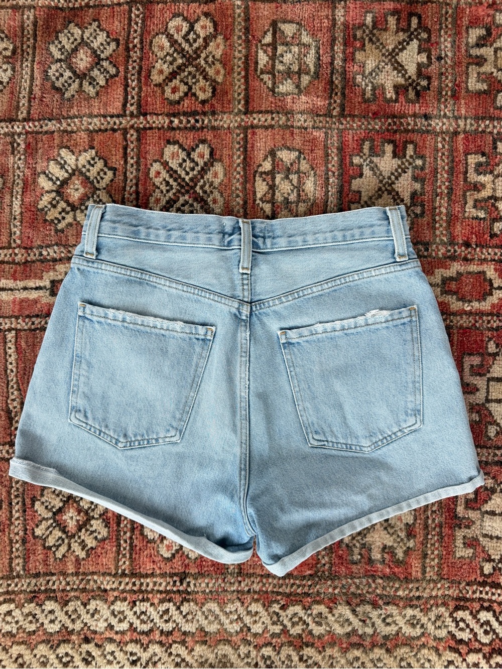 AGOLDE Light Wash High Rise Denim Shorts Size 28 | Button Fly | Cuffed - Picture 3 of 5